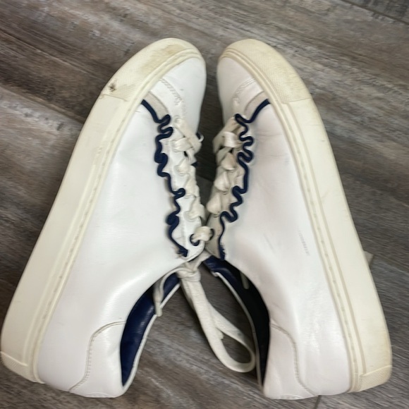 Tory Burch Sport Ruffle Sneaker White Navy Casual Athleisure Low-Top Leather 8 - Picture 13 of 14